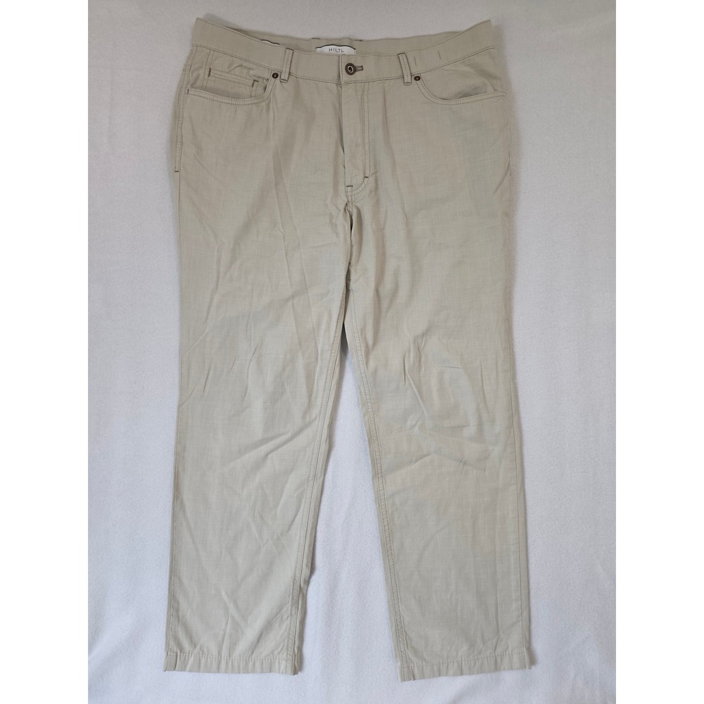 Hiltl Dude Five Pocket Pants 38/34 Beige Linen Blend Straight Leg Casual Luxury